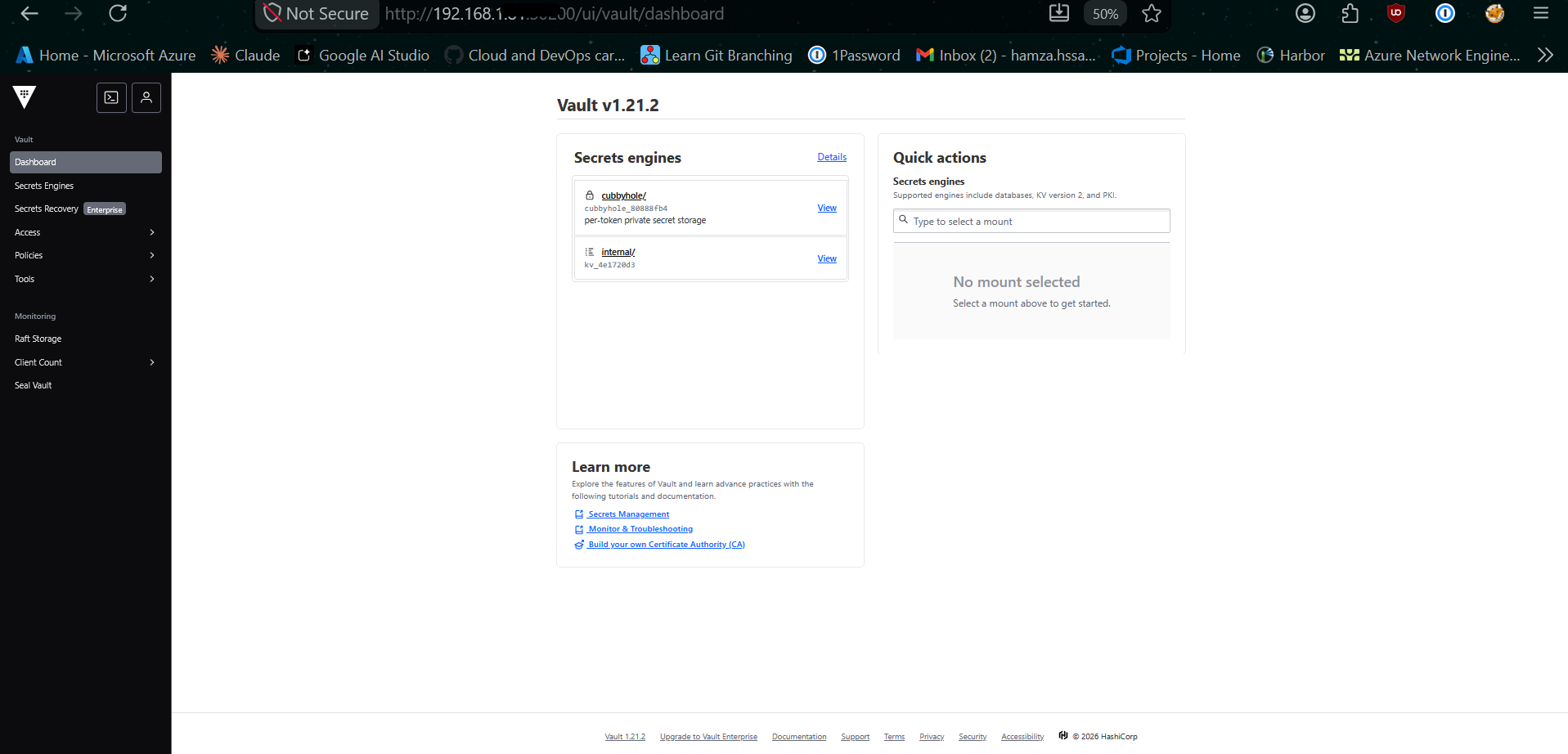 Vault HA Dashboard Dashboard Showing Nodes